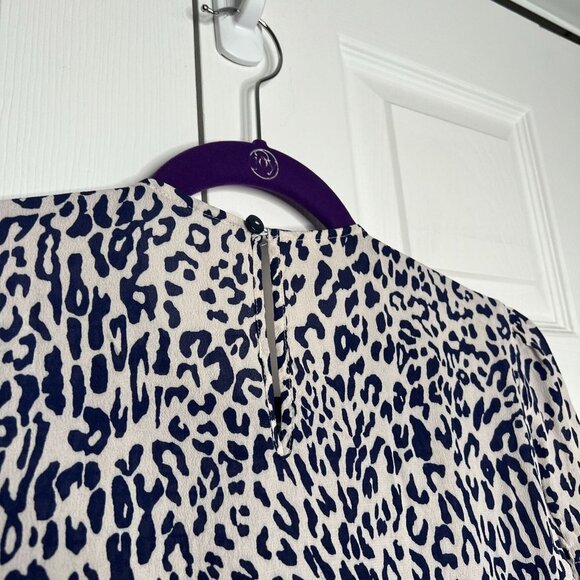 Baum & Pferdgarten Adamaris Blue Leopard Silk Blend Dress Women's Size 40 (US 10 - Picture 13 of 15